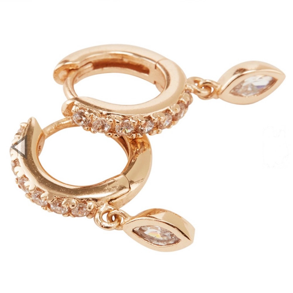 Elizabeth Stone Dangle Eye Mini Hoop Earrings